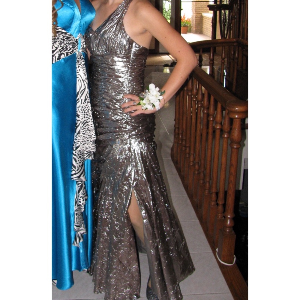 LuxGal Silver Metallic Homecoming or Prom Gown